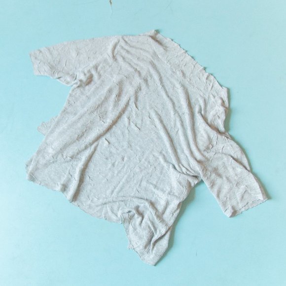 Eileen Fisher Woman Gray Crinkle Knit Short Sleeve Open Front Cardigan Size 2X - Picture 7 of 7